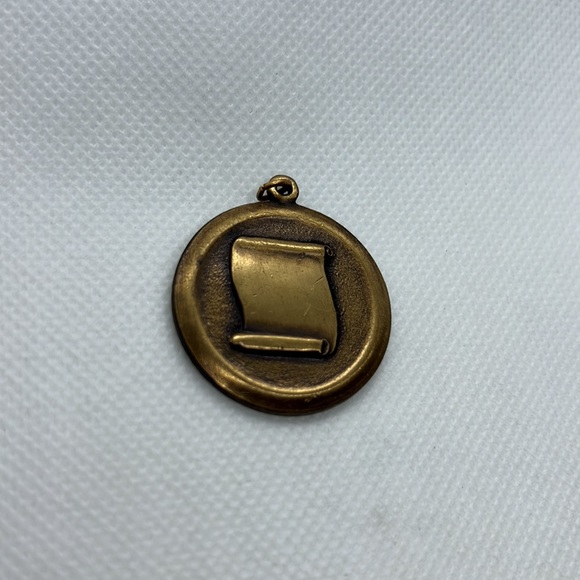 SCROLL / DIPLOMA PENDANT NECKLACE MEDAL BRONZE TONE CHARM - Picture 4 of 10